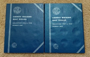 Set of 2 - Whitman Liberty Walking Half Dollars Coin Folders #1-2 1916-1947 Book - Picture 1 of 5