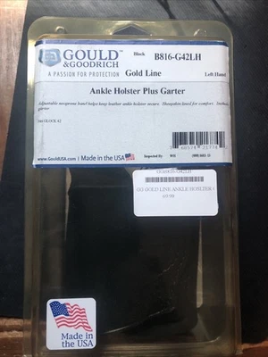 Gould & Goodrich Ankle Holster w/Garter, Black, Left Hand Glock 42 B816-G42LH - Image 1 of 4