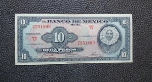 Mexico 10 Peso 1961 Good Condition Circulated Banknote Series LS Pick #58 - Picture 1 of 2