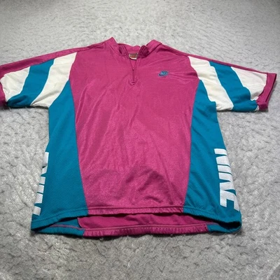 Camiseta deportiva de ciclismo vintage Nike rosa azul blanco retro para mujer talla grande L Foto 1 de 4