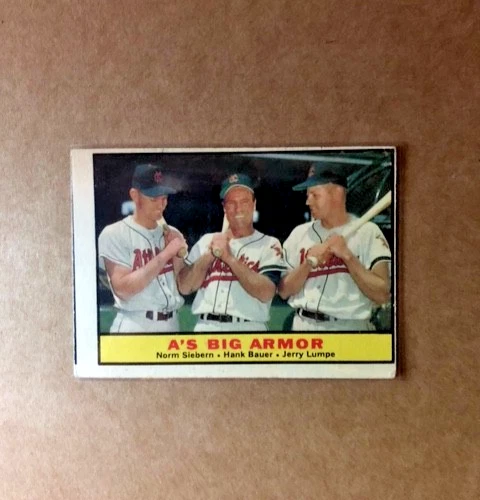 Norm Siebern, Hank Bauer, & Jerry Lumpe: 1961 Topps "A's Big Armor" #119 - Image 1 of 1