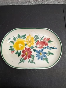 Platte/Schale Italien handbemalt floral 13,5" x 9,5" oval handbemalt Vintage - Bild 1 von 16