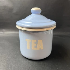 Emalia Olkusz Poland 1907 Enamelware Metal Storage Jar Tea Canister Powder Blue - Picture 1 of 10
