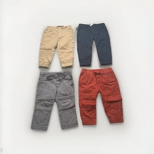 Cat & Jack Jogger Pants Set Of 4 Navy Khaki Gray Flex Drawstring Boys 12M (311) - Picture 1 of 9