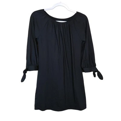 Nicole Miller Girls Kids Black Dress Shift Tie Sleeves Size 12 - Image 1 of 4