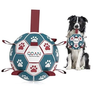 Soccer Ball with Straps - Interactive Dog Toys for Tug of War, Puppy Birthday - Picture 1 of 7