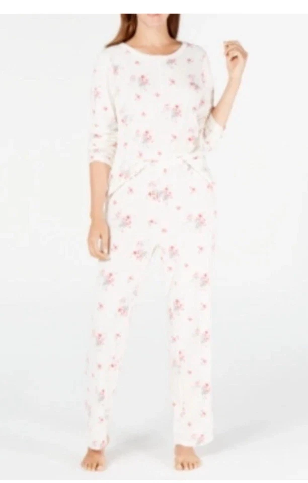 Mujer Charter Club Pijama Conjunto Floral Acogedor Cálido Pequeño Mediano  Foto 1 de 4