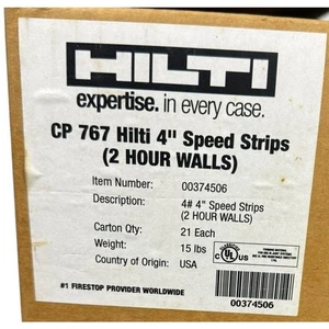 Tira de velocidad Hilti CP 767 4" clasificación contra incendios paredes de 2 horas aislamiento 21 piezas por estuche - Imagen 1 de 2