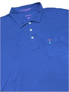 Camisa Polo B Draddy Para Hombres Dorada XXL Azul Bolsillo Bandera Logo Rendimiento - Imagen 1 de 7