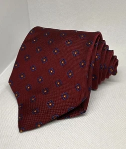 Cravatta Lauren Ralph Lauren 100% seta rosso blu giallo geometrica repp cravatta - Foto 1 di 7
