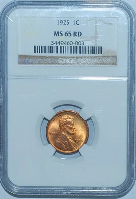 1925 NGC MS65RD Red Lincoln Wheat Cent - Image 1 of 2
