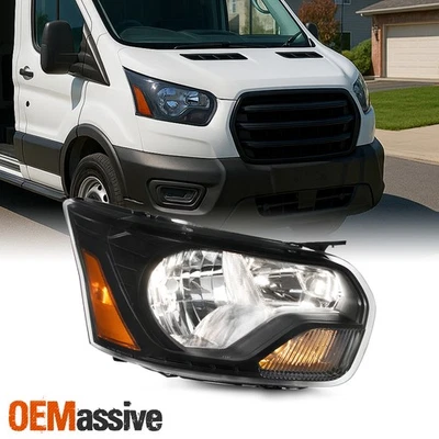 For 2015-2024 Ford Transit T150 T250 T350 Halogen Headlight Black Passenger Side - Изображение 1 из 4