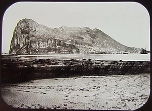 JV Glass Magic Lantern Slide THE ROCK OF GIBRALTAR C1890 PHOTO - Picture 1 of 2