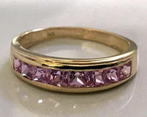 R308 Genuine 9ct, 14K, 18K Gold Natural Pink Sapphire Channel set Wedding Ring - Picture 1 of 7