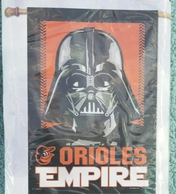 Baltimore Orioles Vertical Flag 27 x 37 star wars Orioles empire  - Image 1 of 2