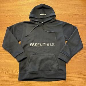 ESSENTIALS "Fear Of God" Black Pullover Hoodie Size Medium. FREE SHIPPING.