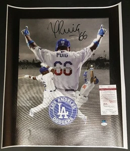 YASIEL PUIG Signed Los Angeles Dodgers Canvas Collage 20x24. WITNESSED JSA - Picture 1 of 5