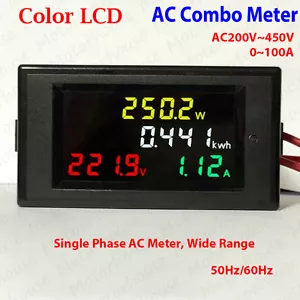 AC 380V 0-100A Digital LCD AC Voltmeter Volt Amp Watt Power Combo Meter Monitor - Picture 1 of 5