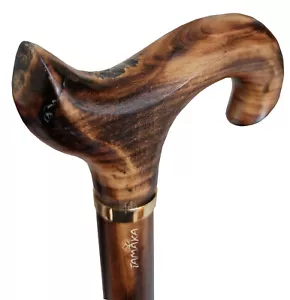 TAMAKA Gents Handcrafted Scorched Derby Handle Wooden Walking Stick Cane - (37") - Picture 1 of 10