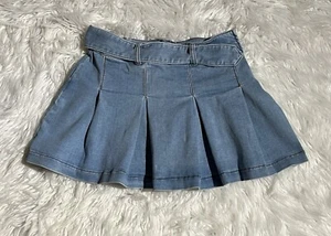 Y2K Miss Sixty Light Denim Micro Mini Skirt Pleated Side Zip Stretch Sz. Medium - Picture 1 of 10