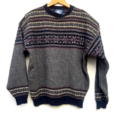 Suéter masculino vintage pendleton grande Natal lã malha manga longa feito nos EUA - Imagem 1 de 4