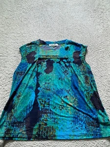 Jones Studio Women Sleeveless Square Neck Pleated Tank Top Multicolor Size 2X - Picture 1 of 9