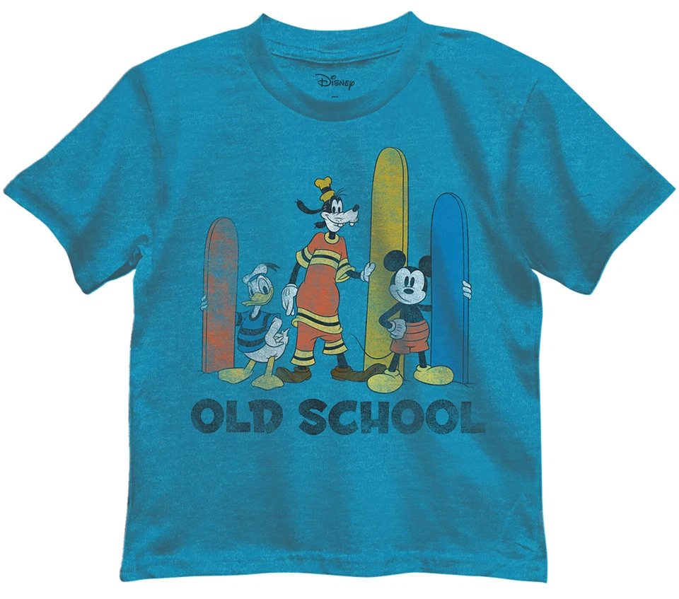 Disney Mickey Goofy Donald Old School Juvy Niños Turquesa Brezo Camiseta Nueva Foto 1 de 1