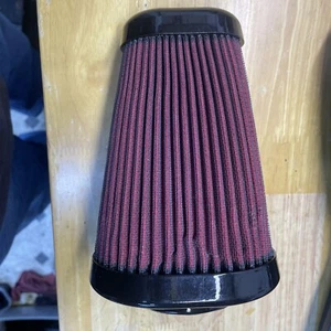 BLACK Cone Aluminum Air Cleaner Filter W/RED Filter harley Custom 2.5" Openin - Picture 1 of 5