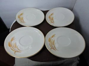 Golden Wheat made in Usa set of 4 saucers 22 K. gold trim ovenproof - Picture 1 of 5