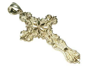Ciondolo croce in argento sterling - pezzo molto bello - lungo 1 3/4 pollici - .925 - Foto 1 di 3