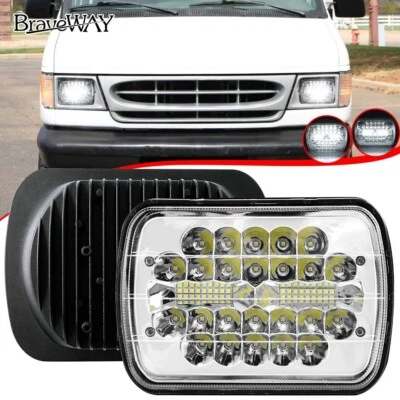 Подходит для Ford E-100 E-150 E-250 E-350 Econoline 1 шт светодиодная фара 7X6 дюймов 5X7 дюймов H4 - Изображение 1 из 4