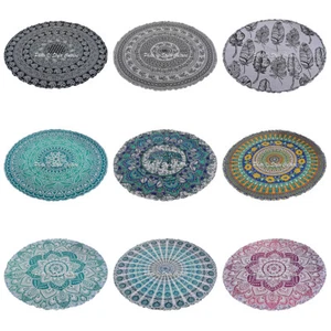Indian Mandala Yoga Mat Roundie Hippie Bohemian 72" Picnic Round Beach Throw - Picture 1 of 28
