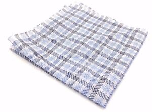 $95 Bloomingdales Men'S Handkerchief White Blue Plaid Classic Suit Pocket Square