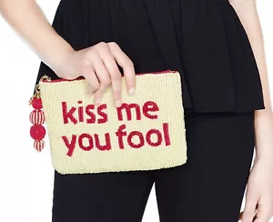 Kate Spade New York "on purpose" KISS ME YOU FOOL Perlen Clutch Neu mit Etikett SELTEN Gia - Bild 1 von 18