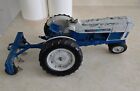 Vintage Ford Commander 6000 Hubley Tractor Toy Made in USA Blue Gray W/plow