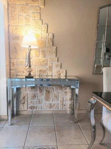 Luxury Mirrored Console Table Sparkling Crushed Diamond for Hallway Living Room - Picture 1 of 15