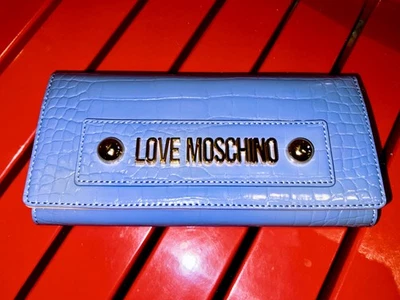 Nuevo en caja Love Moschino grande logotipo plegable monedero/cartera en cocodrilo simulado lila Foto 1 de 4
