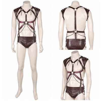 BG3 Astarion Cosplay Costume Men Chain Bundle Sexy lingerie Fancy Dress Jumpsuit - Image 1 of 4