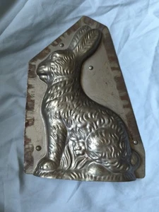 Antique Metal Bunny Rabbit Chocolate Metal Mold Easter German Van Emden NY 154 - Picture 1 of 3