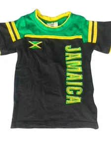 LMS Kids Short Sleeve Round Neck Jamaican T-shirt Black Green Yellow Size 2-4 T - Picture 1 of 7