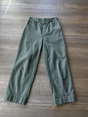 Vintage 1940s US MARINE CORPS HBT P41 Green Pants 28x30 - Image 1 of 4