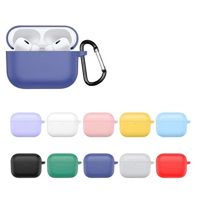 Soft Silicone Case Earbuds Protective Cover W/ Clip Hook for Apple AirPods Pro 3 - Image 1 of 4