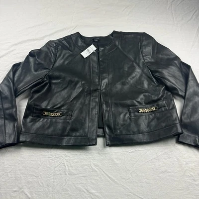 CHAQUETA ANN TAYLOR IMITACIÓN CUERO GUIJARROS CADENA NEGRA Talla 18 Foto 1 de 4