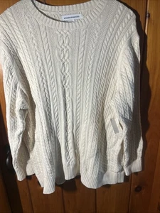 NWT! Amazon Essentials Fisherman Cable Long-Sleeve Crewneck Sweater 3XL Cream - Picture 1 of 12
