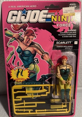 Figura de acción GI Joe Ninja Force Scarlett 1992 Hasbro 3,75" juguete sin usar, en caja sellada Foto 1 de 4
