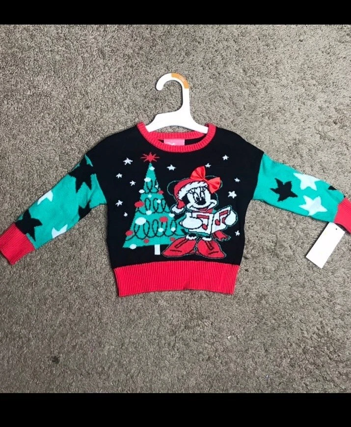 Disney Minnie Mouse Caroling Christmas Holiday Sweater 12 Months With Tags