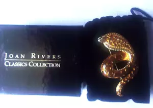 Joan Rivers Golden Enamel Snake Pin W/Topaz Colored Crystals IOB - Picture 1 of 7