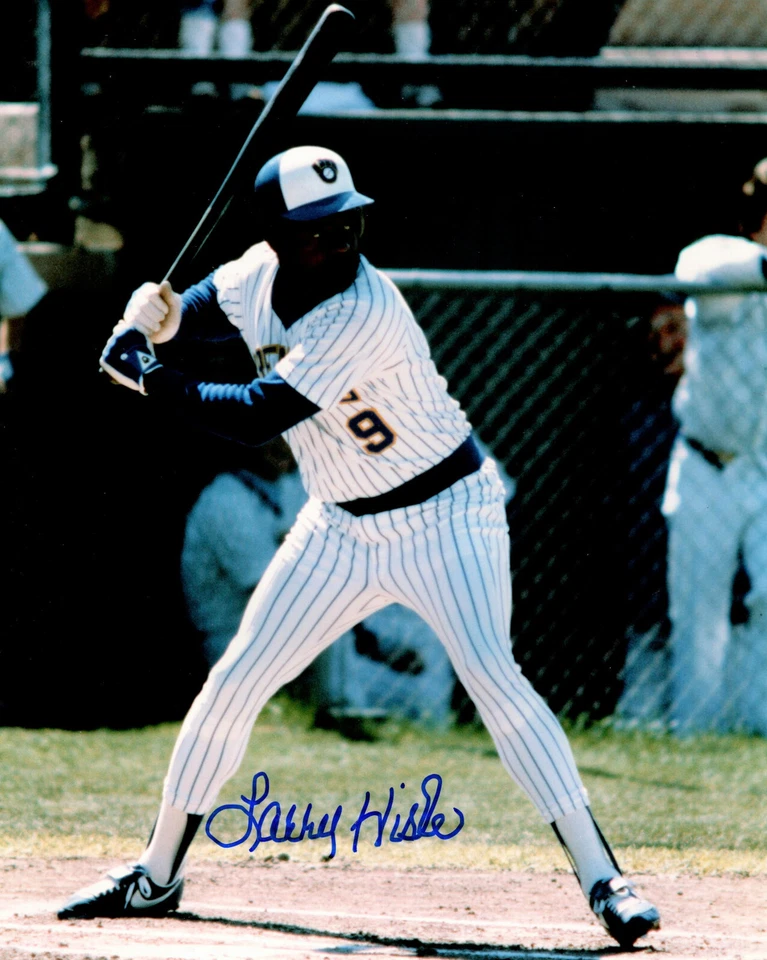 Foto firmada 8x10 de los Cerveceros Larry Hisle #3 AUTO - Miembro del equipo de la Serie Mundial 1982 Foto 1 de 1