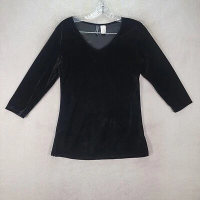 Blusa de cóctel ajustada con cuello en V de terciopelo negra Y2K Jason Maxwell para mujer talla S Foto 1 de 4