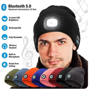 Bluetooth Music Mütze Wintermütze mit LED Licht, Beanie Hut Warme Strickmütze - Picture 1 of 27